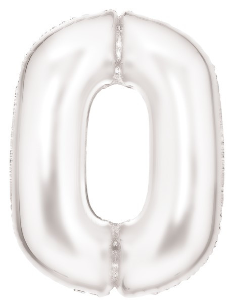 Folienballon Zahl 0 Perlmutt Weiß 90cm