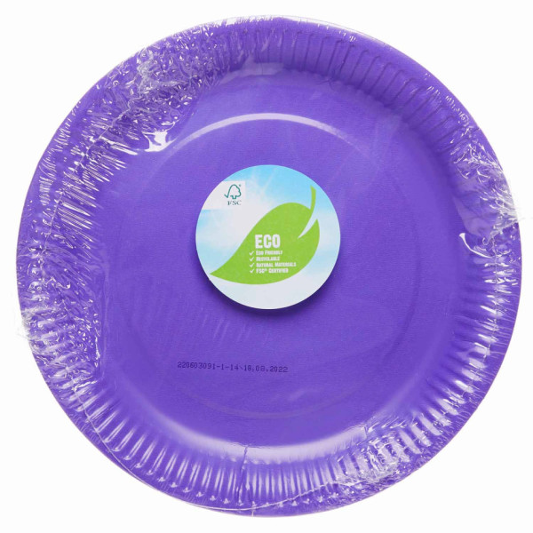 8 Assiettes en Carton Eco Violet 23cm