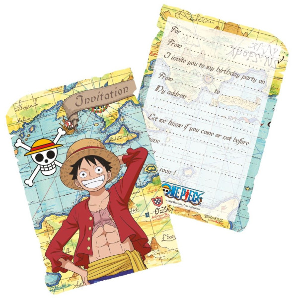 8 cartes d'invitation One Piece avec enveloppe