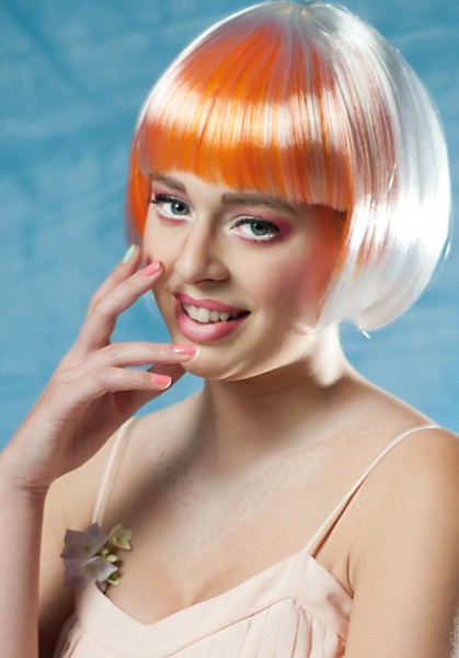 Orange and white bob wig
