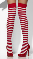 Preview: Striped overknee stockings red and white