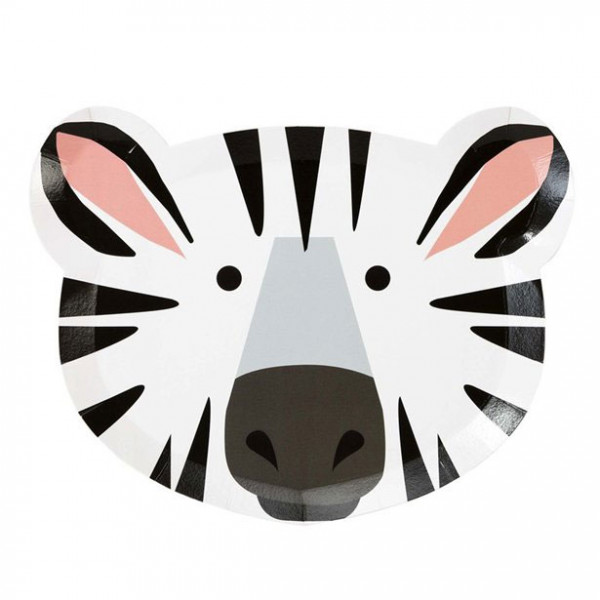 12 party plates zebra and tiger 23cm