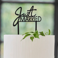 Bryllup sort og hvid Just Married kage dekoration