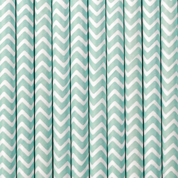 10 paper straws zigzag sky blue 2