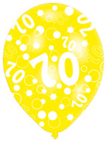 Widok: 6 kolorowych balonów 70. urodziny 27,5 cm