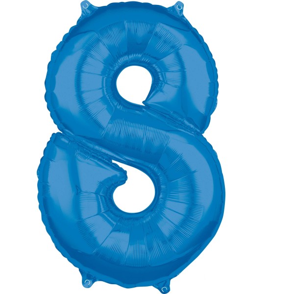 Blå nummer 8 folieballong 66cm