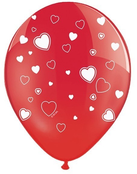 50 rode ballonnen met witte harten 30cm