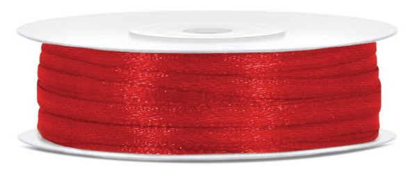 50 m satin presentband rött 3 mm brett