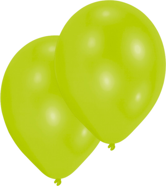Lot de 10 ballons vert citron 27,5 cm