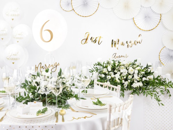 10 table numbers balloons white-gold 30cm 3