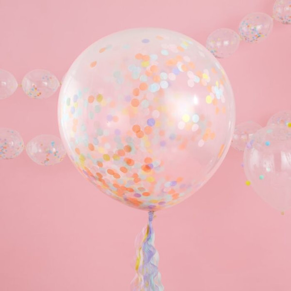 3 pastellfärgade regnbåge XL ballonger 91cm