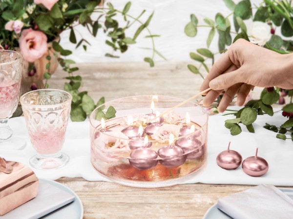 50 velas flotantes Viena oro rosa