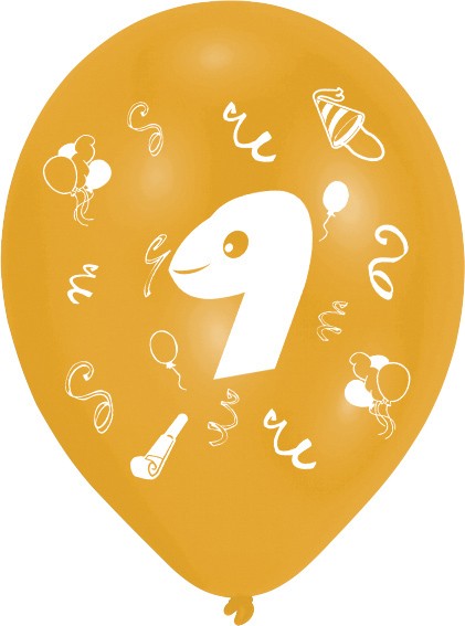 Ballon met 8 cijfers 9e verjaardag goud