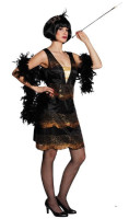 Vestido estilo flapper de los años 20 en negro y dorado