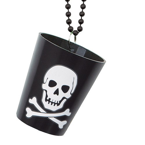 Piraten Totenkopf Shotglas mit Halskette