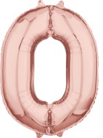Zahl 0 roségold Folienballon 66cm