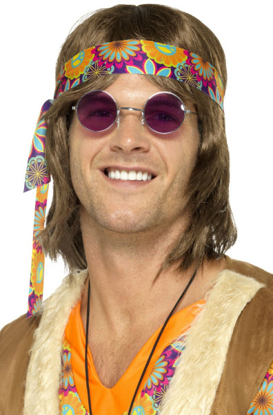 Fioletowe okrągłe okulary hippie