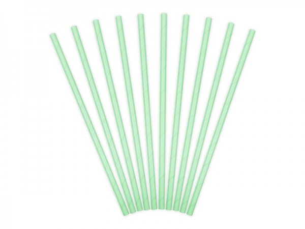 10 pailles en papier vert menthe 19,5 cm