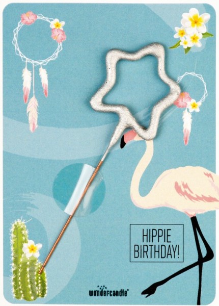 Hippie Birthday Flamingo Wondercard