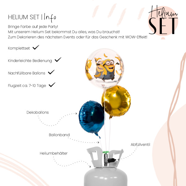 Minions Ballonbouquet-Set mit Heliumbehälter 3