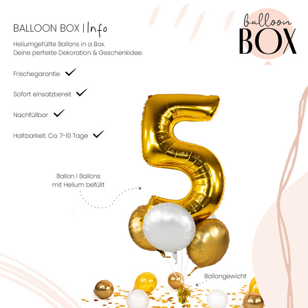 Ballongruß in der Box 5er Set Golden 5 3
