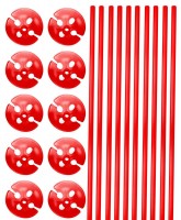 10 Ballonstäbe mit Halterung rot