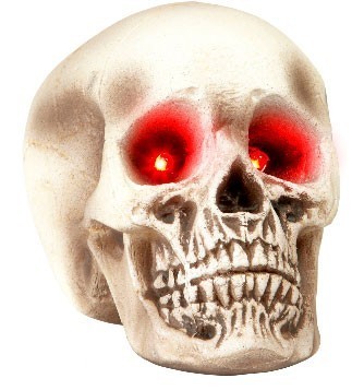 Skull Decoration With Red Glowing Eyes 22cm