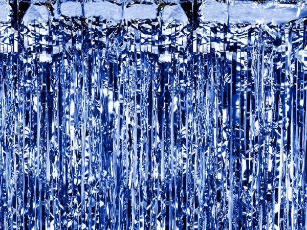 Cortina de fiesta de oropel azul 90 x 250cm