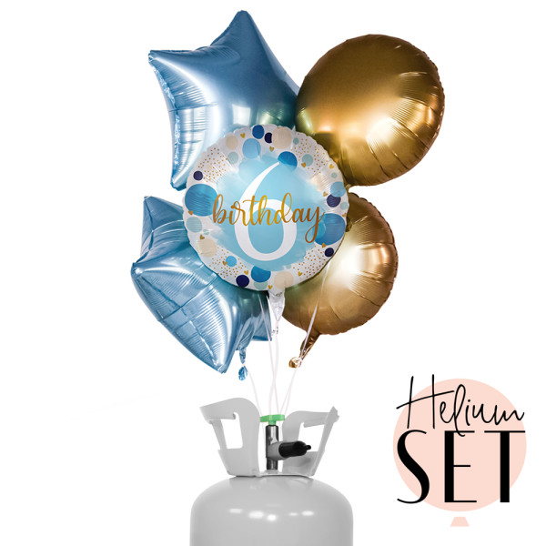 Lucky Birthday Six Ballonbouquet-Set mit Heliumbehälter