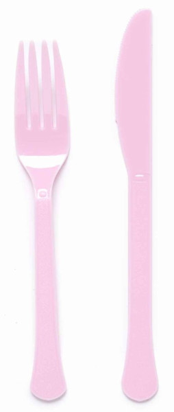 24 rosa marshmallow kniv och gaffel set