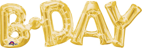 Folienballon Schriftzug B-Day in Gold 66x22cm