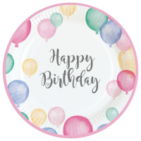 8 pastel birthday paper plates 23cm