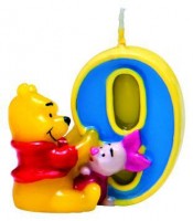 Vela número 9 para pastel de la Amistad de Winnie the Pooh y Piglet