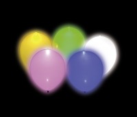 Oversigt: 5 farverige LED-balloner Funky Nightsky 25cm