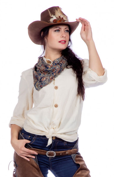 Blusa western cowgirl crema deluxe