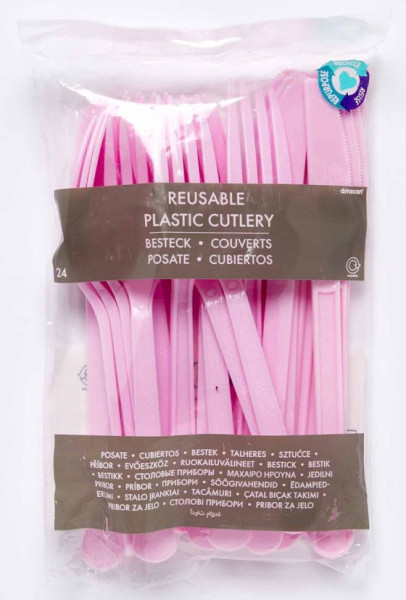 24 Różowy widelec i łyżka Marshmallow Wielokrotnego użytku