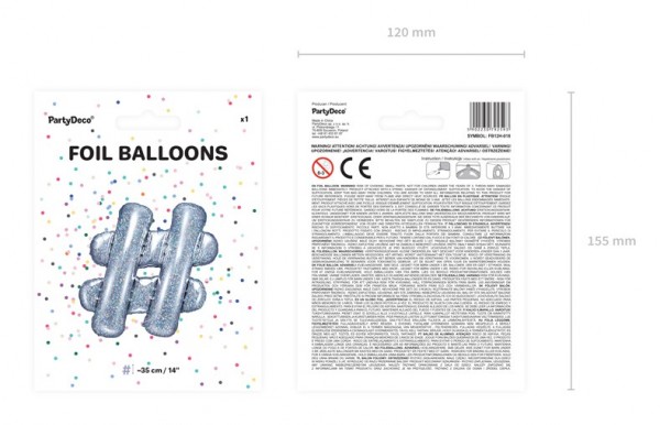 Holograficzny balon foliowy hashtag 35cm 2