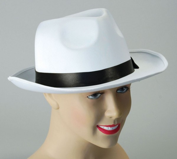 Sombrero fedora gángster blanco