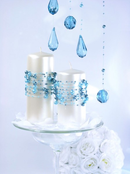 5 guirnaldas de perlas Sissi gris-azul 1.3m 3