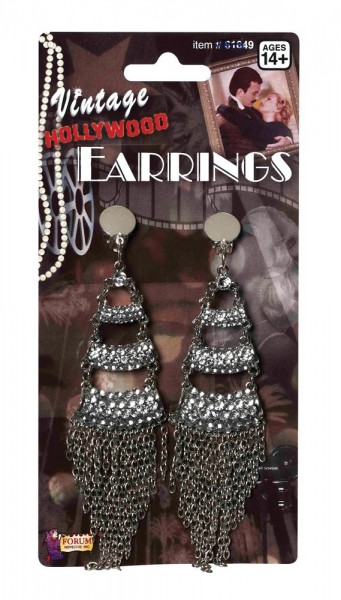 20er Jahre Flapper Ohrringe In Silber-Grau