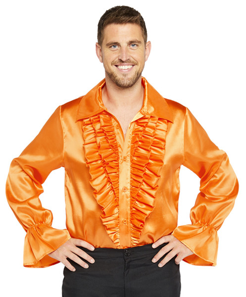 Pomarańczowa koszula z falbanką dla mężczyzn