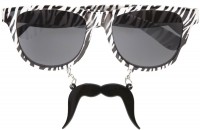 Preview: Crazy zebra glasses with mustache