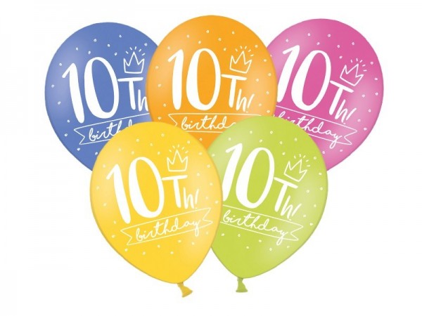50 latex balloons 10th birthday mix