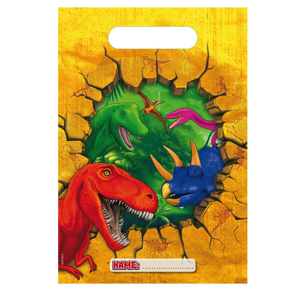 6 Dino Avontuur traktatiekzakjes 13,5 x 19,5 cm