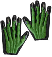 Anteprima: Guanti strega 3D verde velenoso con unghie nere