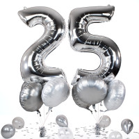 Vorschau: 10 Heliumballons in der Box Silber 25