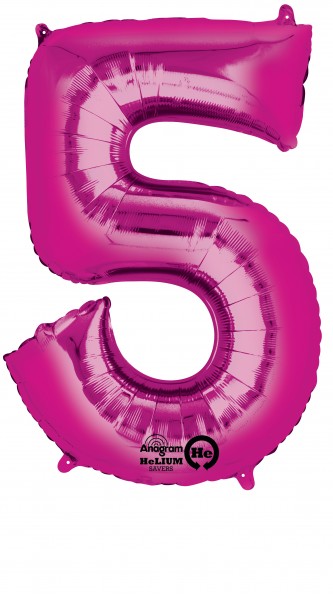 Balon numer 5 różowy 86 cm