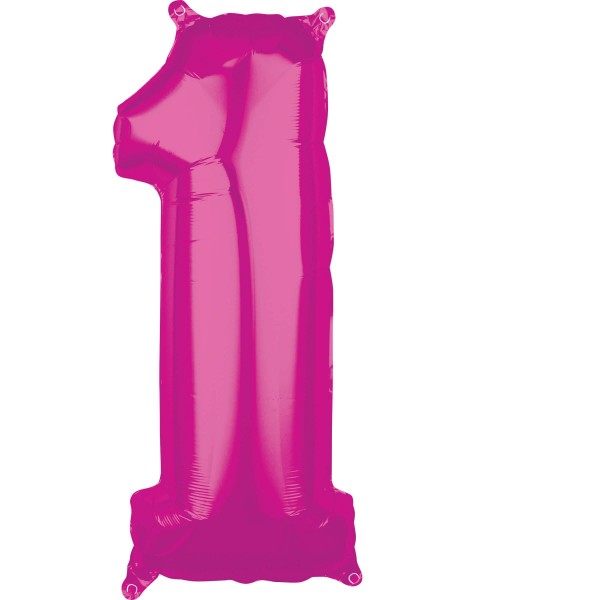Balon foliowy numer 1 w kolorze różowym 66cm