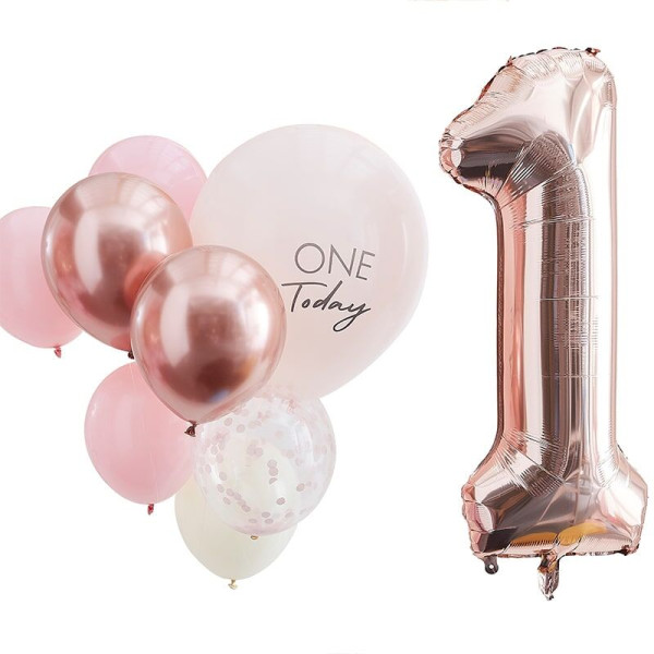 Zestaw balonów One Today w kolorze różowego złota