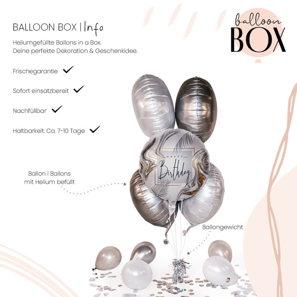 Heliumballon in der Box Modern Silver Birthday 3